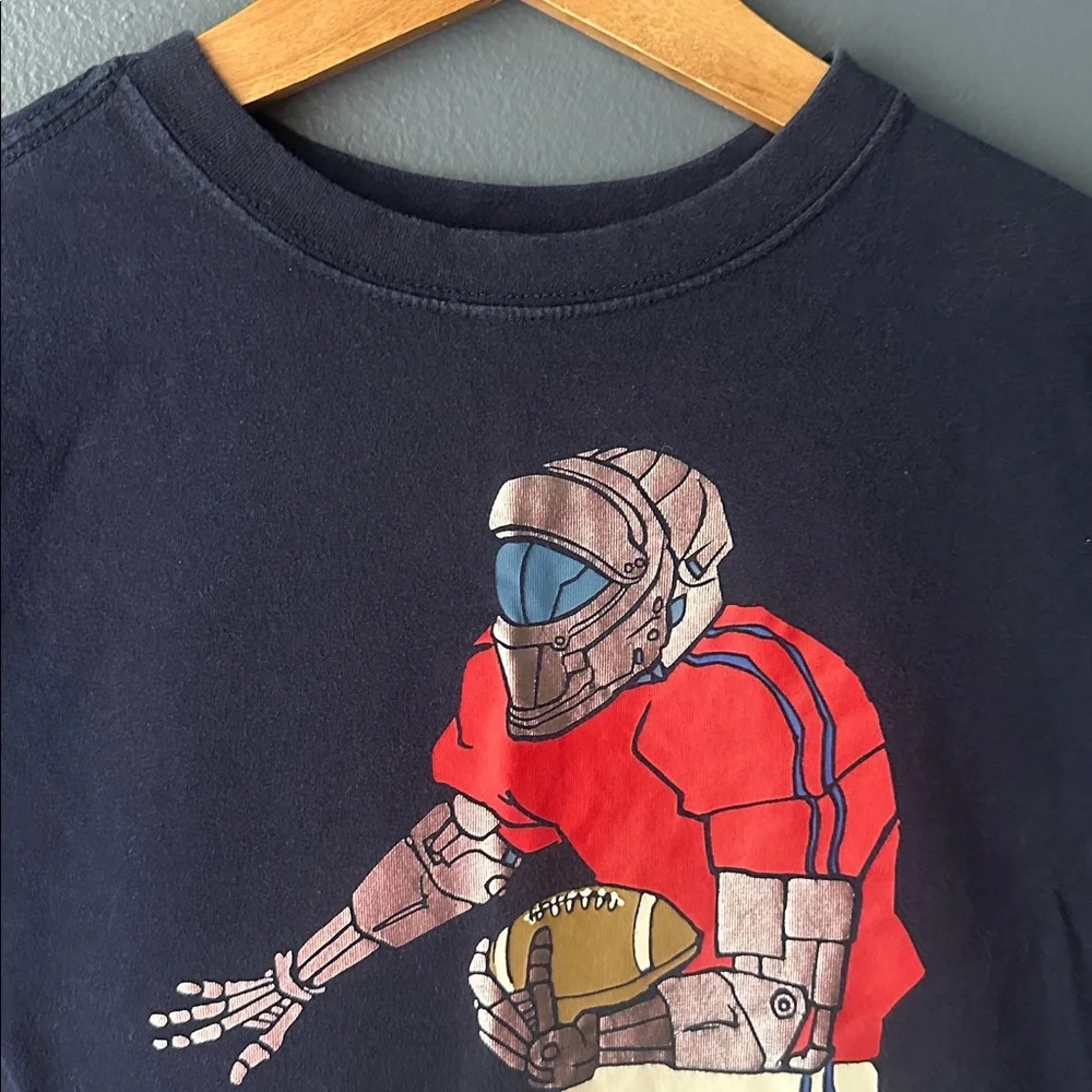 🏈 GYMBOREE gymgo boys Short Sleeve Tee shirt size large football blue euc
